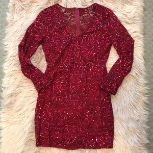 Sequin Dark red dress